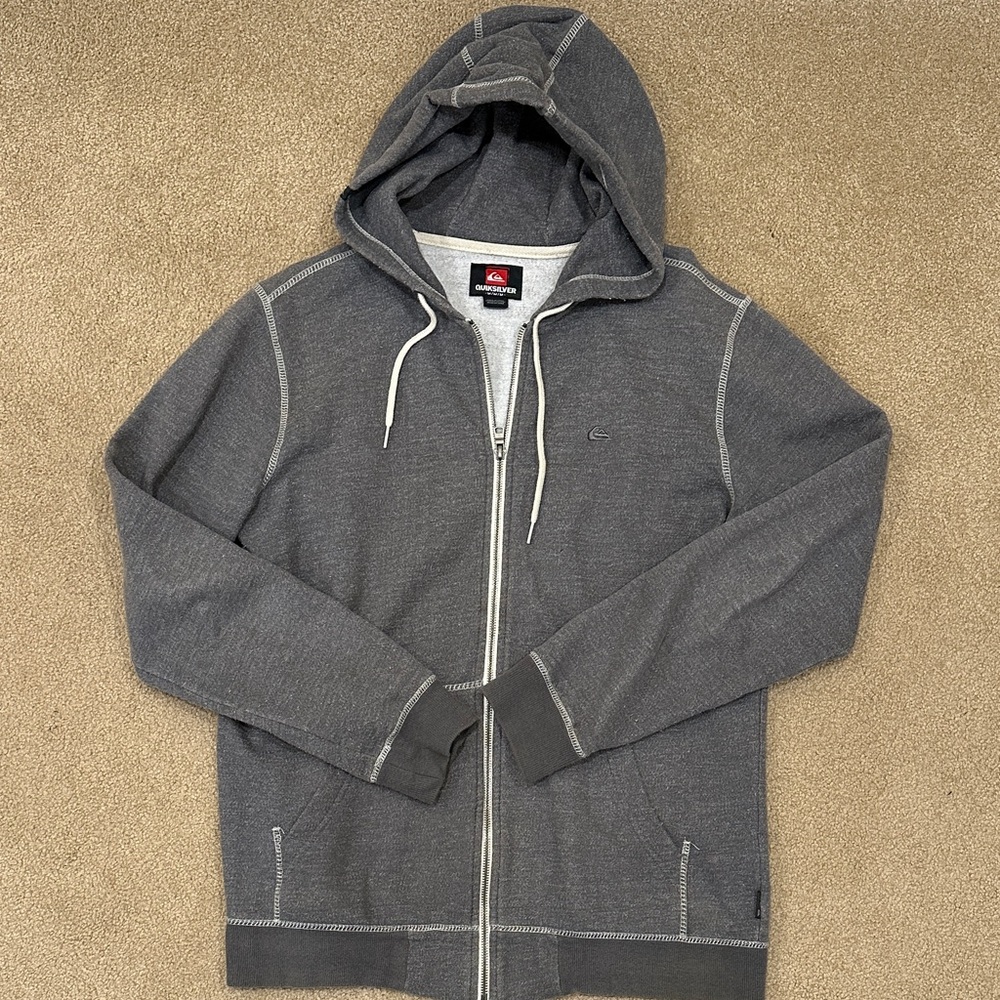 Quiksilver Men's Dark Gray Zip-Up Hoodie